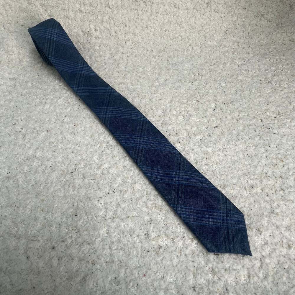 Mens Penguin by Munsingwear Neck Tie Viscose Blend Blue Plaid : - Picture 7 of 9